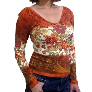 FAUST Vintage Beaded Knit Top / Sweater ~ EUC